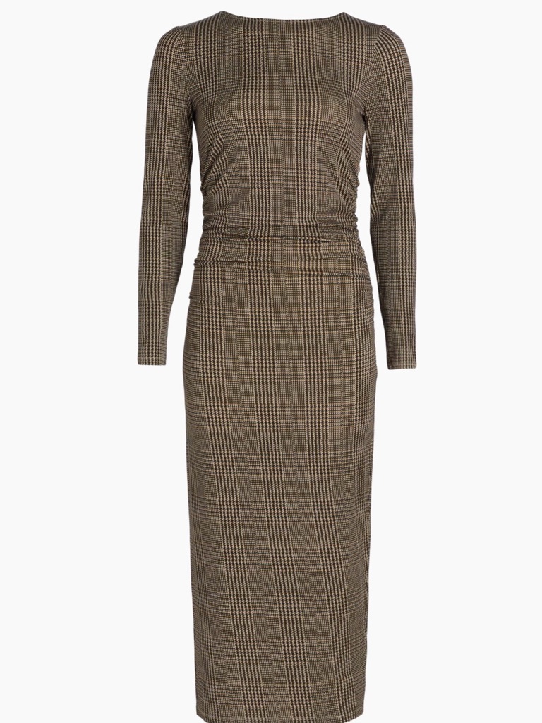 Veronica Beard Charissa Stretch Jersey Houndstooth Midi Dress